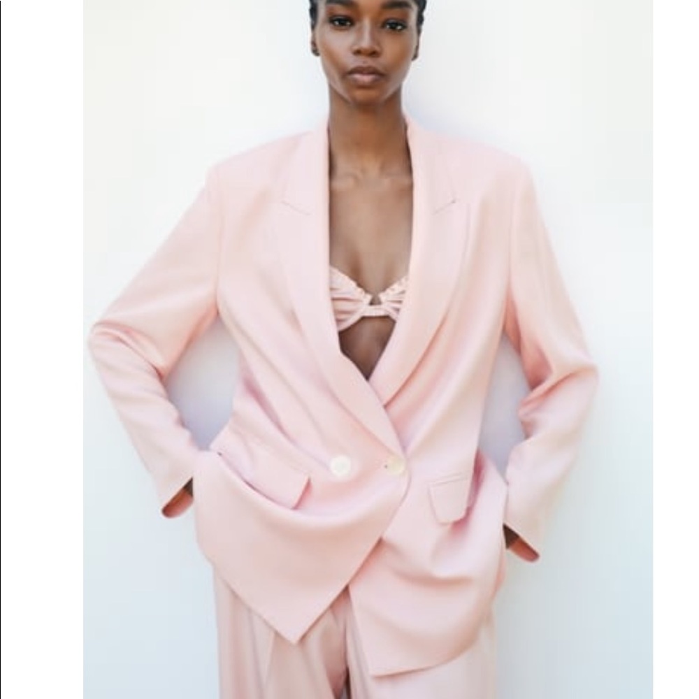 Zara pink oversized double breasted blazer